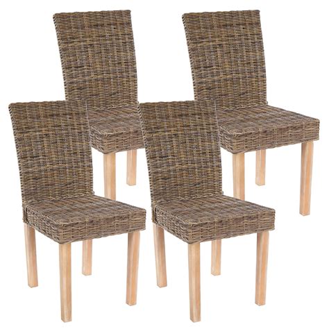 Lote De 4 Sillas De Comedor Luca En Poly Rattan Color Gris Lote 4