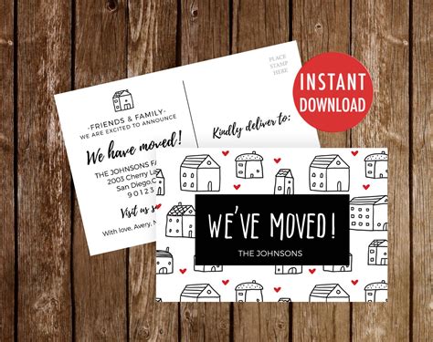 Weve Moved Postcards Template Moving Announcement We Etsy