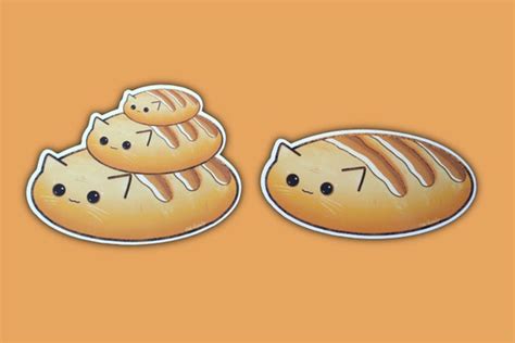 Cat Loaf Bread Stickers Weatherproof Cute Cat Stickers Bun Etsy