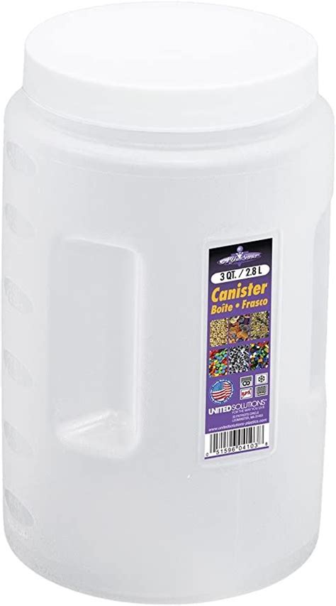 United Solutions Clear Three Quart Plastic Food Canister With White Lid