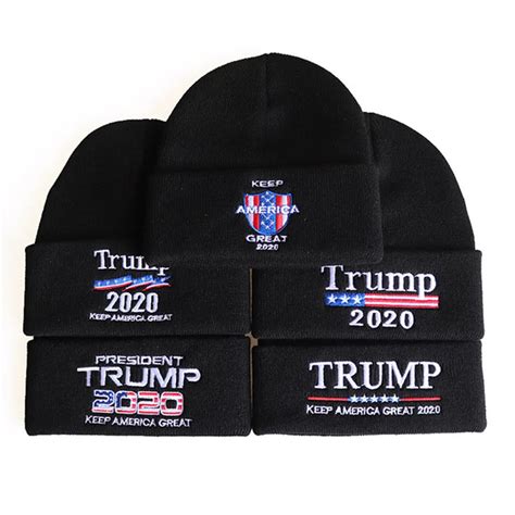 New Makekeep America Great Again Trump Hats 2020 Skullies Beanies Hats Warm Embroidery Knitted