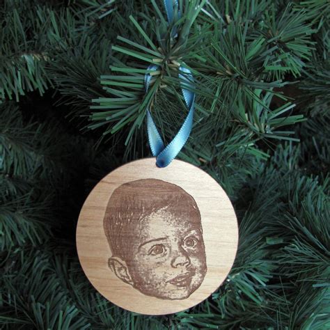 Babys First Christmas Photo Ornament Wood Picture Etsy