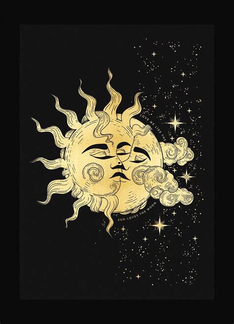 The Sun And Moon Face With Stars In The Sky Above It As If They Were