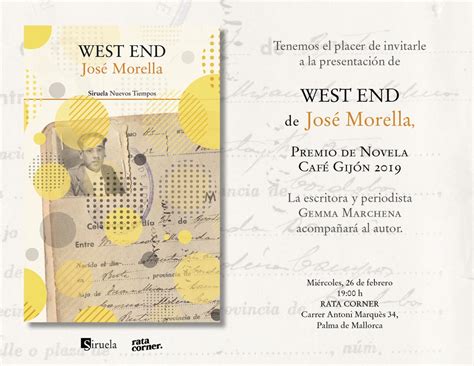 Presentación Del Libro West End De José Morella En Rata Corner Otros Eventos