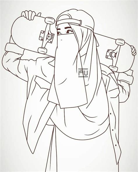 Gambar Sketsa Wanita Muslimah Bercadar Jilbab Gallery