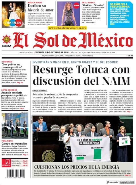 Periódico El Sol De México México Periódicos De México Edición De