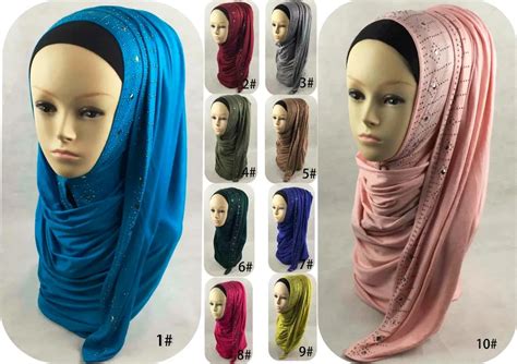 wholesale hot selling plain cotton arab hijab sex jersey muslim hijab with beads buy arab