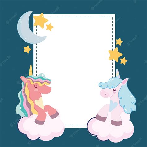 Premium Vector Unicorns Moon Stars Cartoon