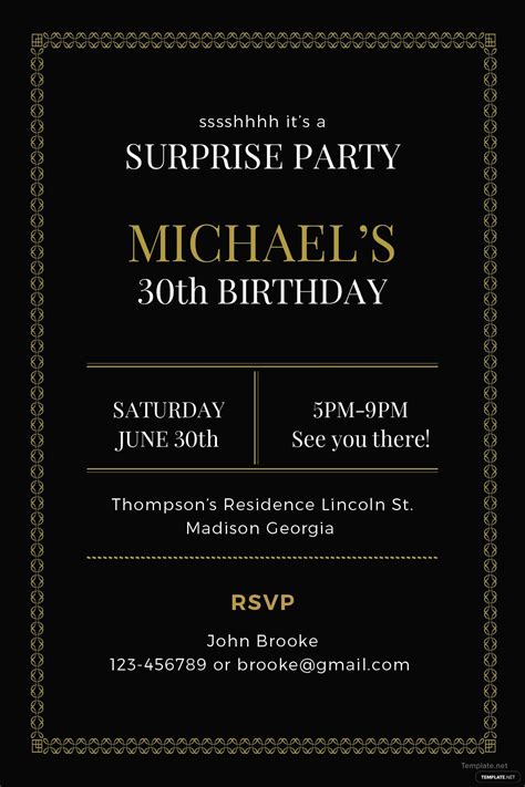 Free Surprise Party Invitation Template In Adobe Illustrator