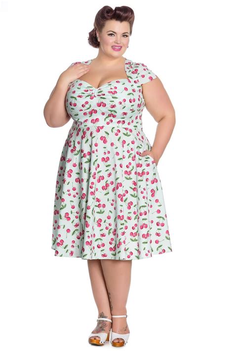 Hell Bunny April 50s Vintage Swing Pin Up Cherry Dress Plus Size Xs