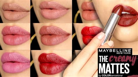 Maybelline Creamy Mattes Lip Swatches Luna Youtube