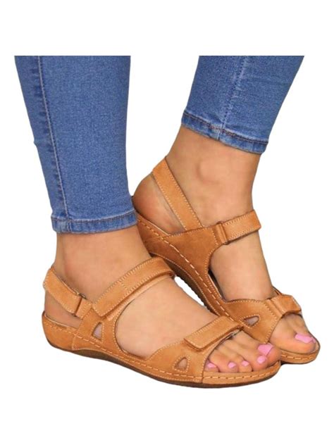 Women S Orthopedic Open Toe Leather Sandals Pr Emium Comfy Hook And