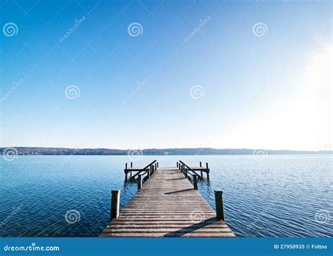 Wooden Jetty Stock Image Image Of Copy Center Lake 27950935
