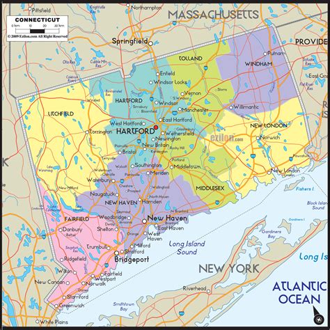 Connecticut County Map Area County Map Regional City