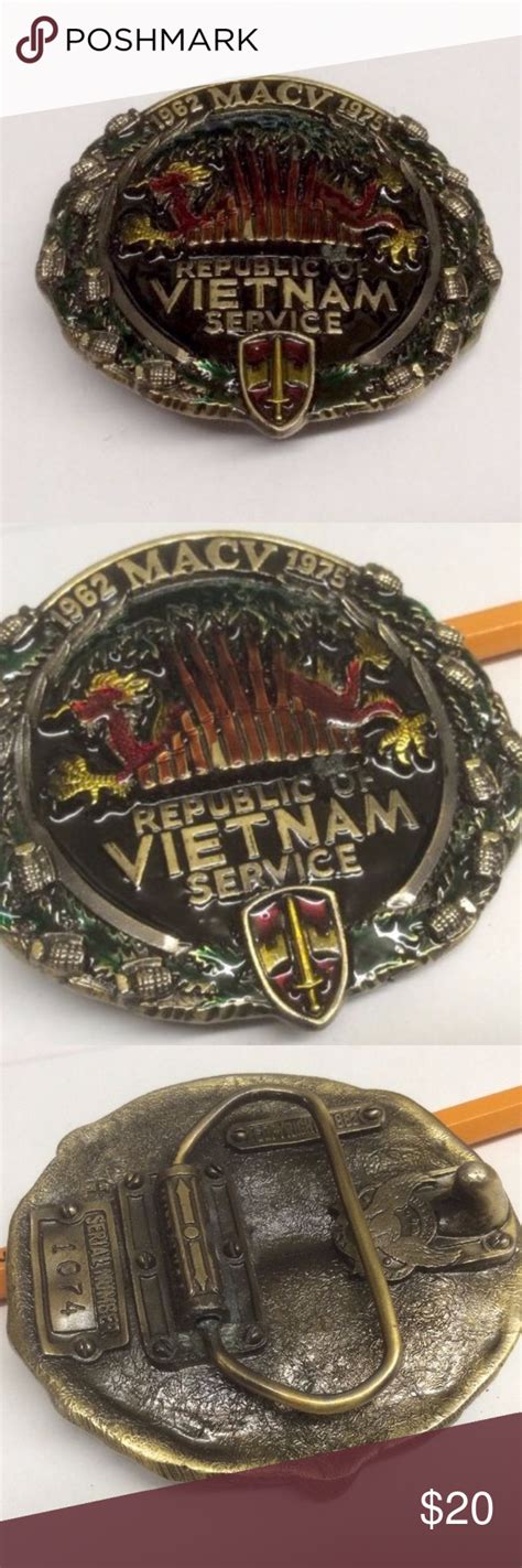 Vintage Macv Vietnam Service Belt Buckle Belt Buckles Belt Buckle