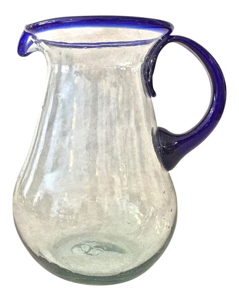 1970s Vintage Mexican Mouth Blown Pitcher On Glass
