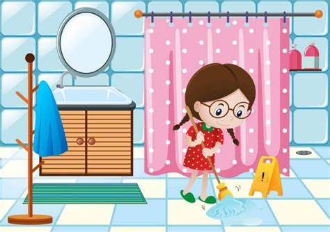 Download bathroom cleaning cliparts and use any clip art,coloring,png graphics in your website, document or presentation. girl cleaning floor — Stock Vector © interactimages #11323916