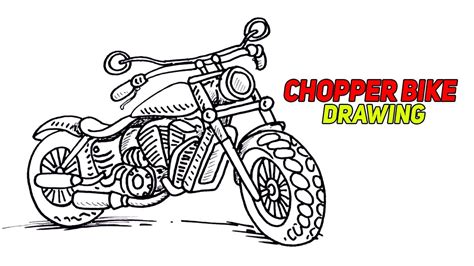 Learn How To Draw A Chopper Bike Bikedrawing Drawing For Storybook