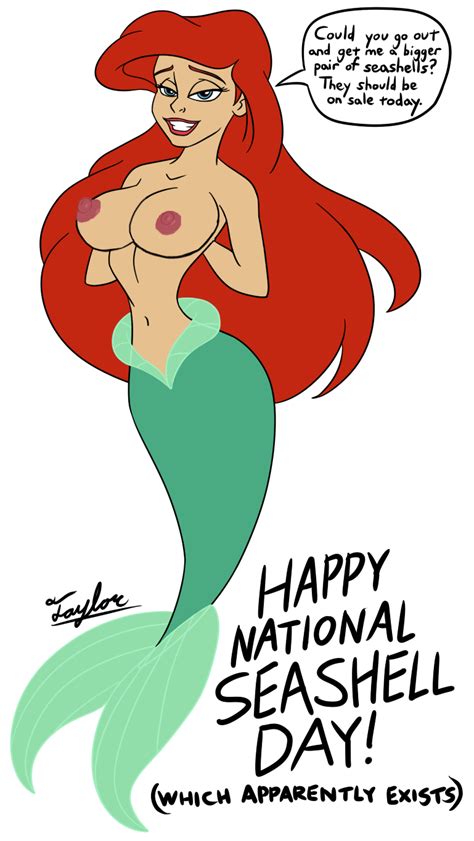 Rule 34 Ariel Big Breasts Blue Eyes Breasts Disney Edit Lipstick Long Hair Mermaid Nipples Red