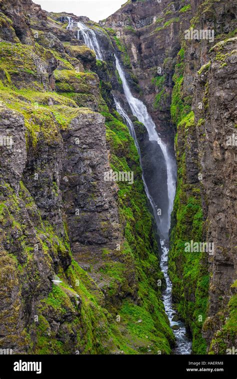 Glymur Waterfall During Summer In Iceland Stock Photo Alamy