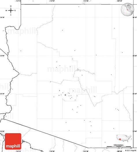 Blank Simple Map Of Arizona No Labels