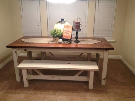 Kitchen table with bench set. farm style kitchen table and bench | Kitchen table bench ...