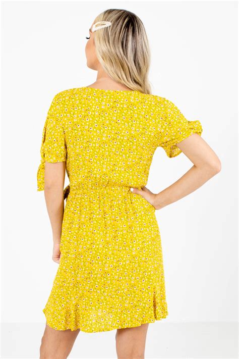 The Dreamer Yellow Floral Mini Dress Boutique Dresses Bella Ella