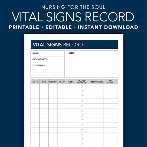 Printable Vital Signs Sheet Printable Templates
