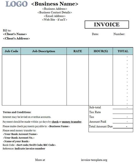 Freelance Invoice Template Invoice Templates