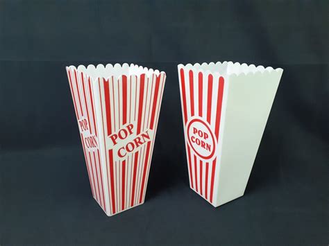 Set Of 2 Plastic Popcorn Container Bucket 8 Movie Night Tubs