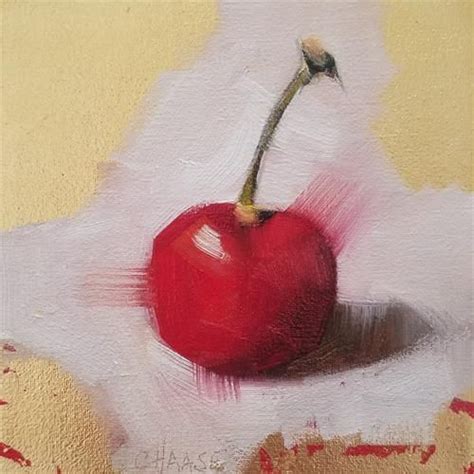 Daily Paintworks Cherry On Gold Leaf Original Fine Art For Sale