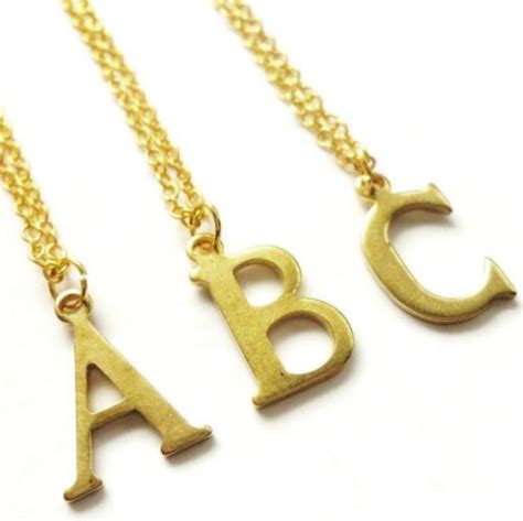 Gold Initial Necklace Personalised Letter Pendant Dainty Vintage