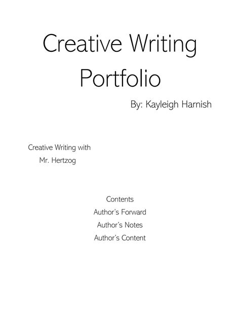 Creative Writing Portfolio By Kayleigh Harnish Issuu