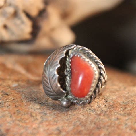 Navajo Vintage Native American Coral Ring Weight Grams Size Coral