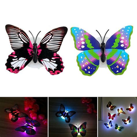 Bigstone 2pcs Color Changing Butterfly Led Night Light Wall Lamp