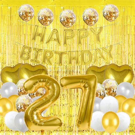 Sweet 27th Birthday Balloon 27th Birthday Decorations Happy 27th Birthday Party Supplies Gold