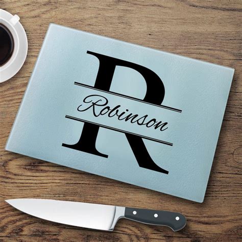 Personalized Stamped Monogram Glass Cutting Board