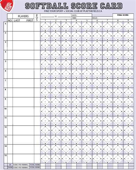 Download Softball Score Sheet Template 4 Printable Samples