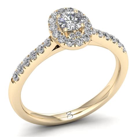 The Diamond Story 18ct Yellow Gold 050ct Oval Halo Ring Ernest Jones