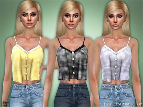 The Sims Resource Checked Summer Top By Black Lily • Sims 4 Downloads