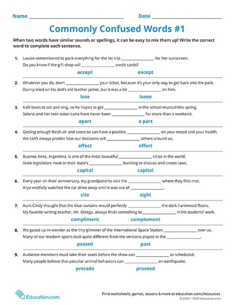 Printables Commonly Confused Words 1 Hp Official Site