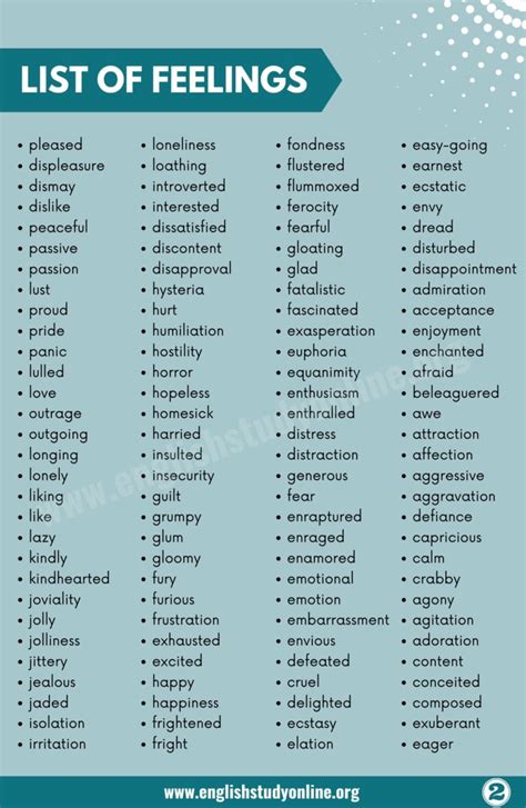 List Of Feelings 250 Feeling Words With Useful Examples English