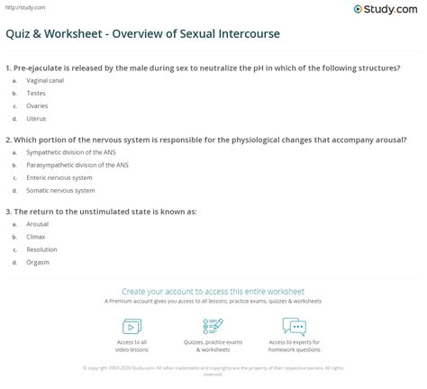 Quiz And Worksheet Overview Of Sexual Intercourse