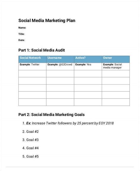 10 Social Media Marketing Business Plan Templates Pdf Doc Free