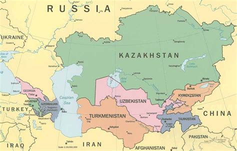 Map Of Kazakhstan And Surrounding Countries Central Asia Map Asia