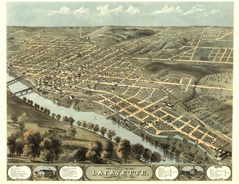 Lafayette Indiana Old Map Lafayette