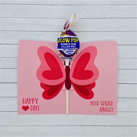 Butterfly Valentine Butterfly Lollipop Valentine Girls Etsy