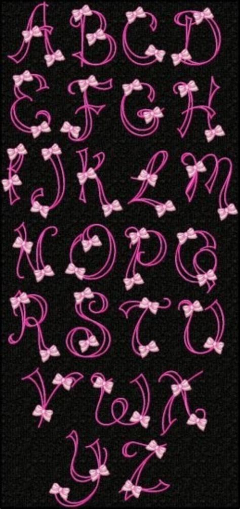 Girly Bows Monogram Font Machine Embroidery Designs Etsy