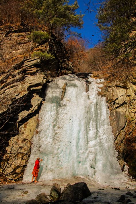Free Images Landscape Rock Waterfall Snow Winter Adventure