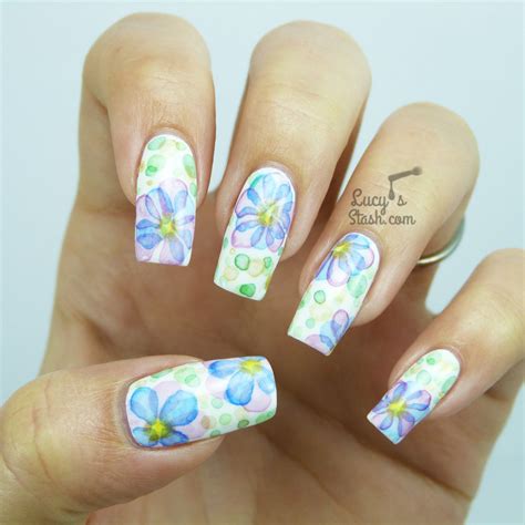 French nail art with flowers petals. Watercolour Flower Nail Art ♥ - Lucy's Stash